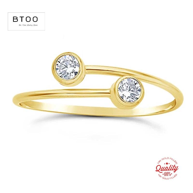 14K  ä 3mm ȭƮ AAA    Boho   ̴ϸָƮ Ŭ  Anillos Mujer Gold Ring for Women